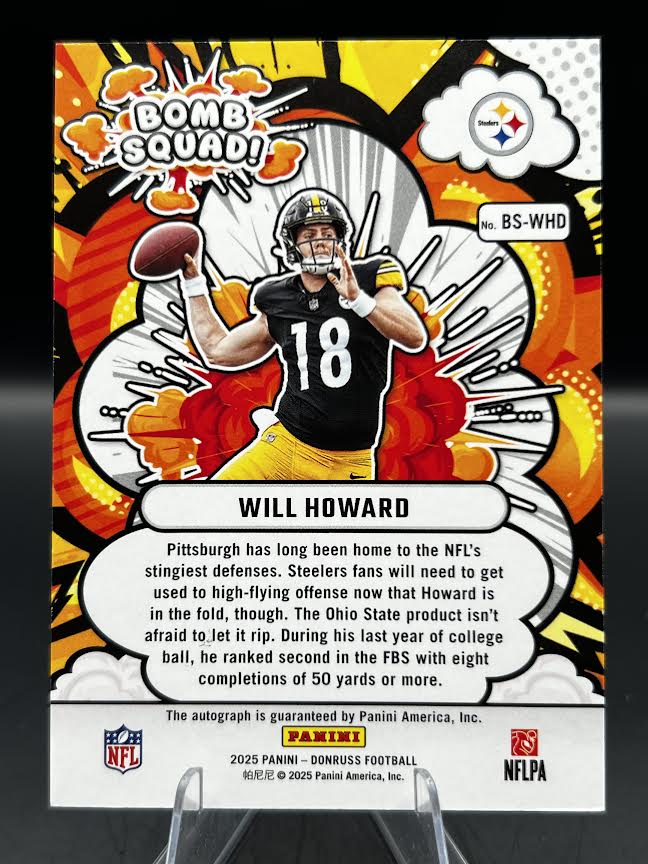 2025 Donruss Will Howard Bomb Squad autograph 40/75 back