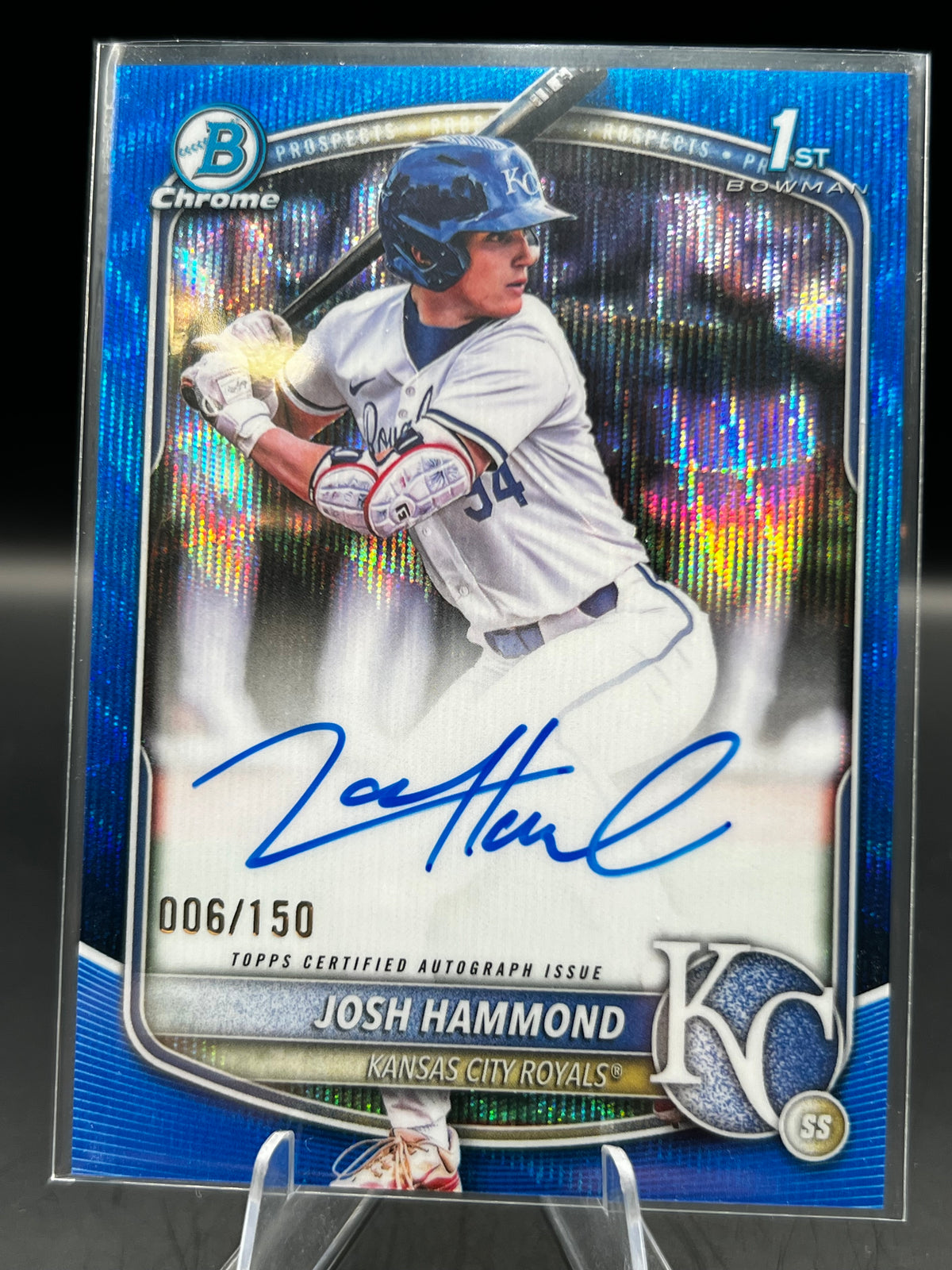2025 Bowman Chrome Josh Hammond 1st Bowman Blue Refractor Auto /150 – Royals