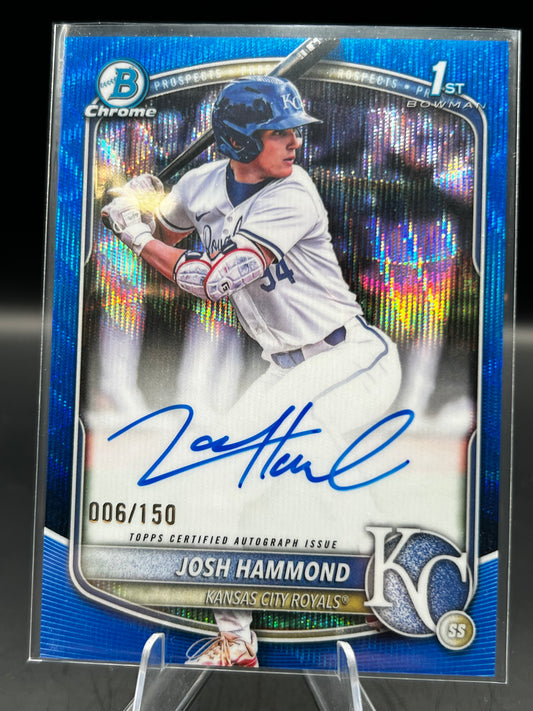 2025 Bowman Chrome Josh Hammond 1st Bowman Blue Refractor Auto /150 – Royals