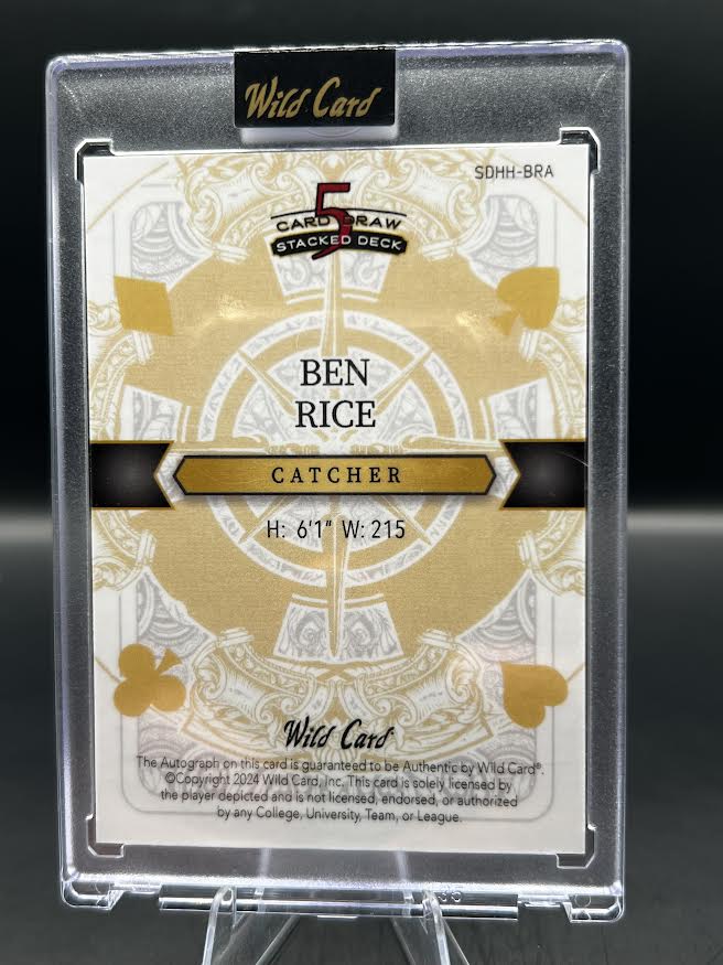 Ben Rice Wild Card Queen of Spades autograph 1/1 back