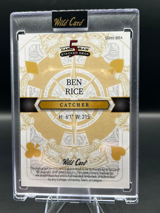 Ben Rice Wild Card Queen of Spades autograph 1/1 back