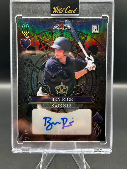 Ben Rice Wild Card Queen of Spades autograph 1/1 front